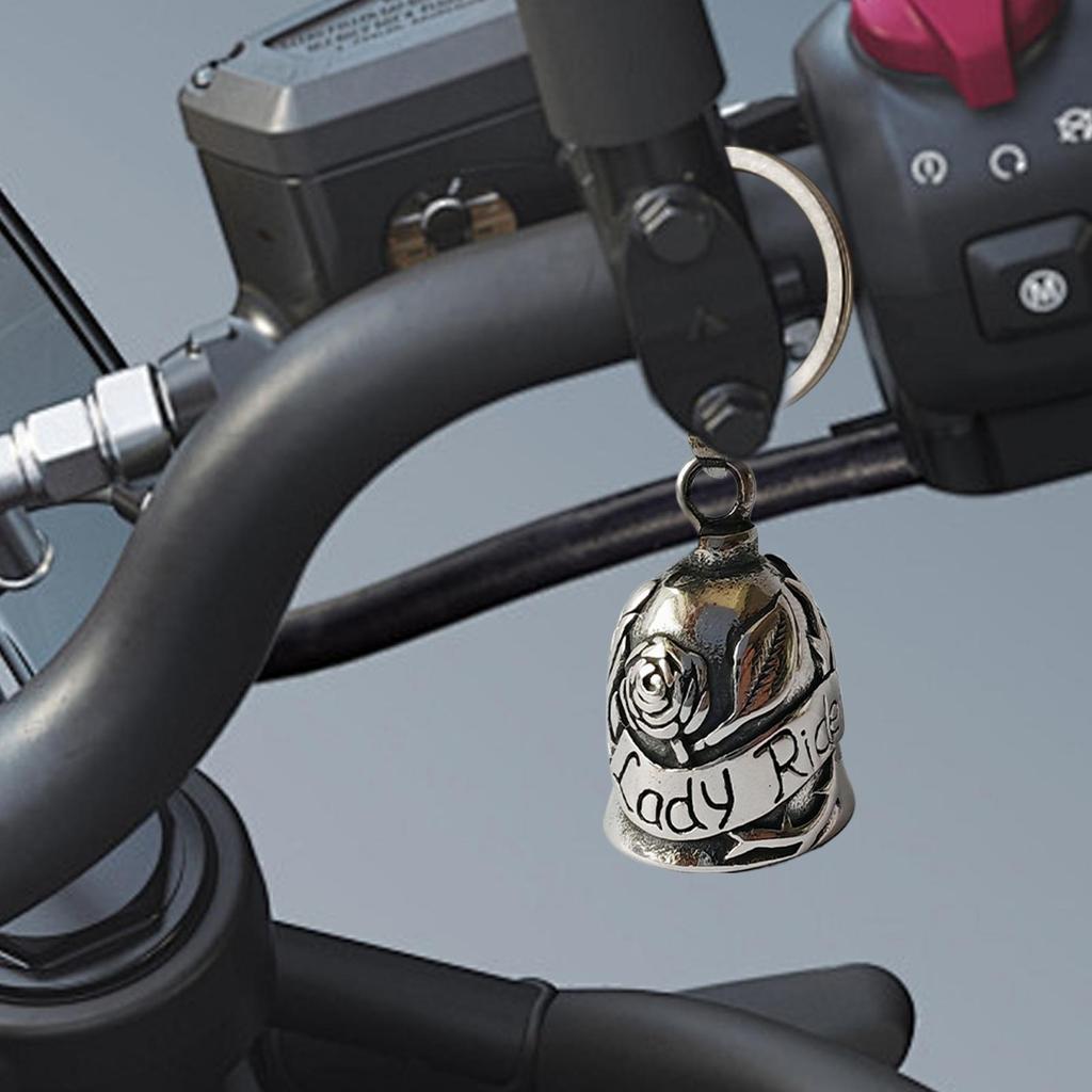Stainless Steel Motorcycle Bell Metal Rose Keychain Angel Bells Motorcycles Pendant For Cycling Riders Women Men Boys Girls