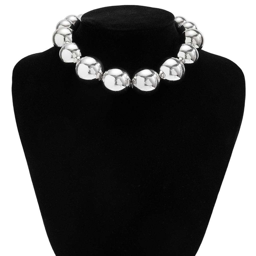 Dámský přehnaný punkový choker s velkými korálky, kovový náhrdelník, náhrdelník na klíční kost k narozeninám, vánoční šperky jako dárky