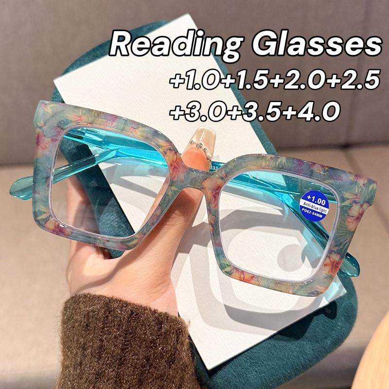 

Women Fashion Style Reading Glasses Men Retro Anti Blue Light Compupter Glasses New HD Large Frame Far Sighted Eyewear Diopter 4.0