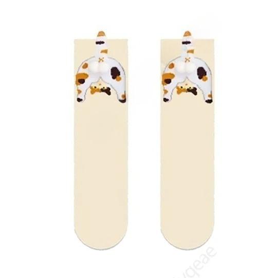 Couple Cat Egg Socks 3D Funny Mid Tube Winter Warm Matching Wear for Lovers Halloween Christmas Gift Cozy Novelty Style
