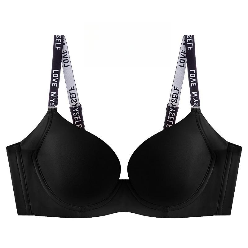 

Seamless Lingerie Women s Soft Steel Rims Thin Bra Anti-sagging Full-cup Fashionable Letter Bra Push Up Bra 34/75B чорний