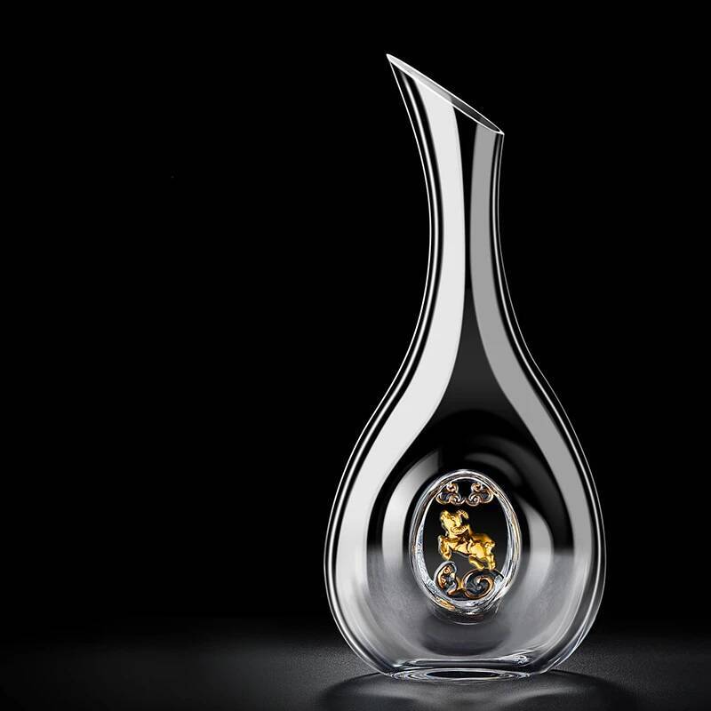 1000ml Clear Chinese Zodiac Decanter Crystal Wineware Glassware Upscale 24K Gold Cattle Horse Wine Dispenser Separator Wholesale