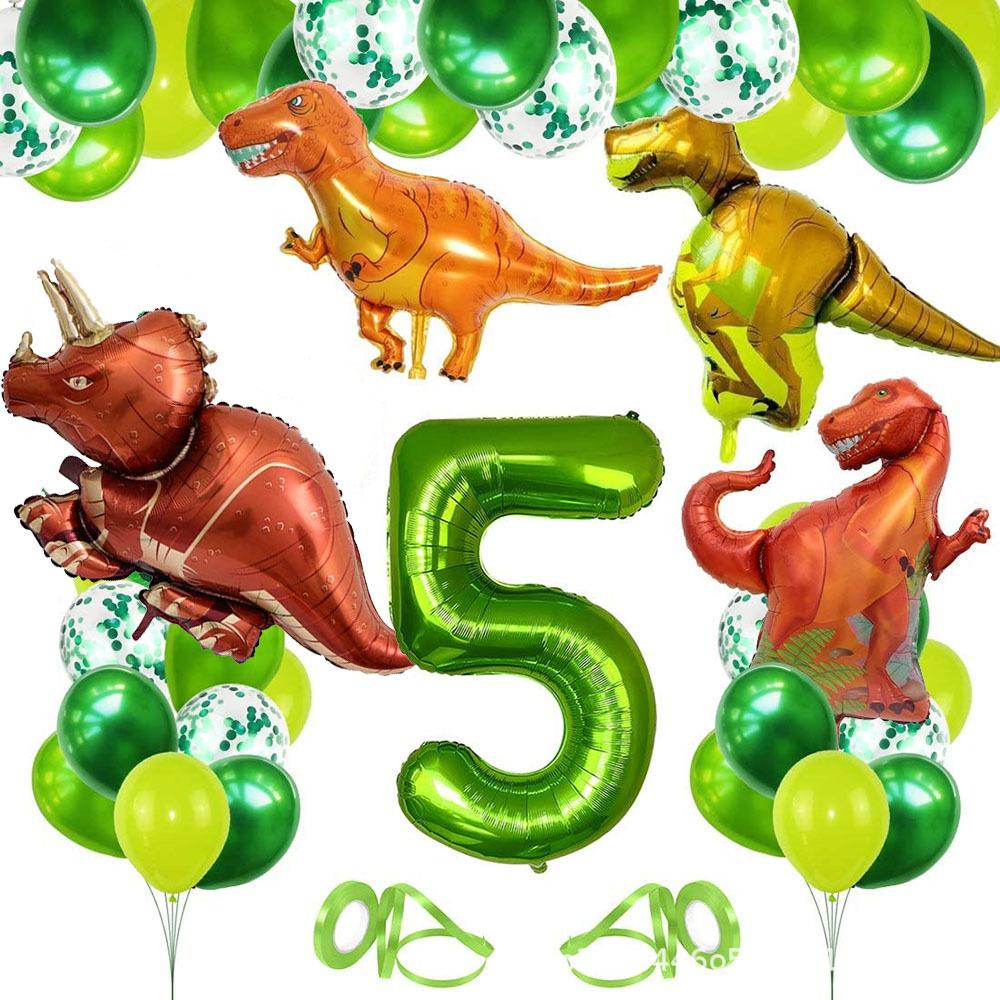 Dinosaur 1 -9 Years Old Birthday Party Balloon Background Decoration Number Set Birthday Number Balloon Set Green 