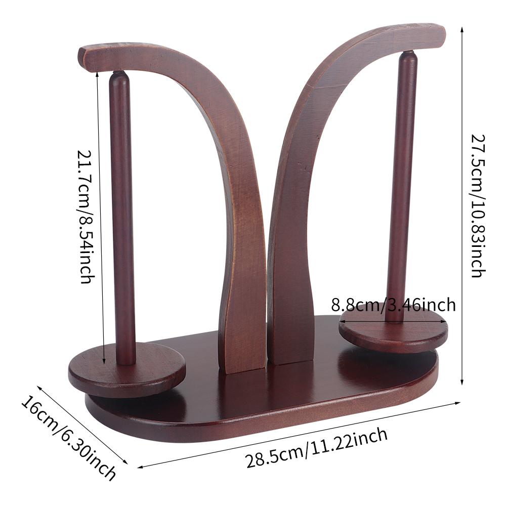 1pc Double Roller Wooden Yarn Winder Tool, Rotatable Yarn Spool Holder, DIY Knitting & Crochet Yarn Threads Storage Rack Frame