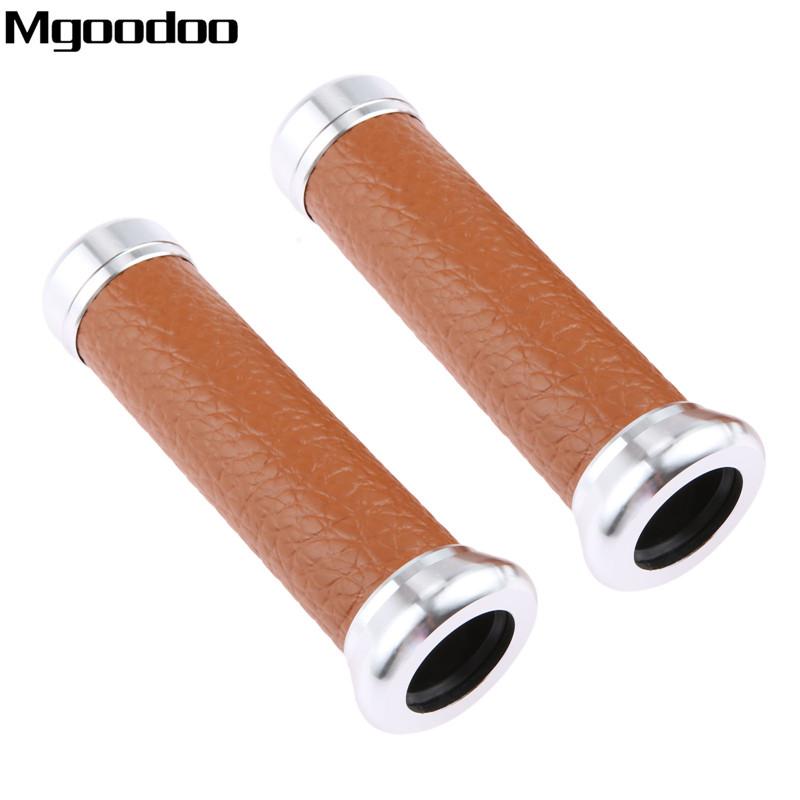

Mgoodoo 1Pair Vintage Motorcycle Handle Grips Aluminum Leather 22MM Scooter Handlebar For Off-Road Vehicles Street Motorbike