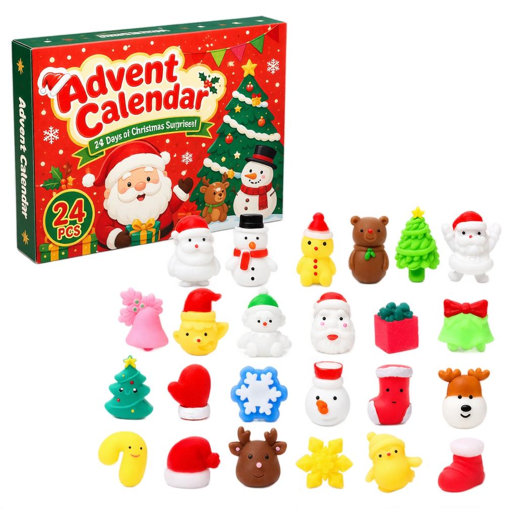 Christmas Squishy Figurine Countdown Calendar Christmas Holiday Countdown Gift for Home Office Room Decor Xmas Count Down