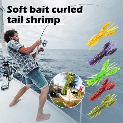 Floating Soft Hammer Fake Shrimp 7.5cm Fish Shaped Soft Worm Seawater,fishing Soft Plastic Bass, Crayfish Soft Plastic Worm Fishing