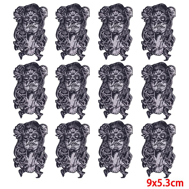 10Pcs/Lot Skull Punk Patches For Clothing Hip Hop Iron On Patches For Clothes Patch Thermoadhesive Embroidery Fusible Patch DIY