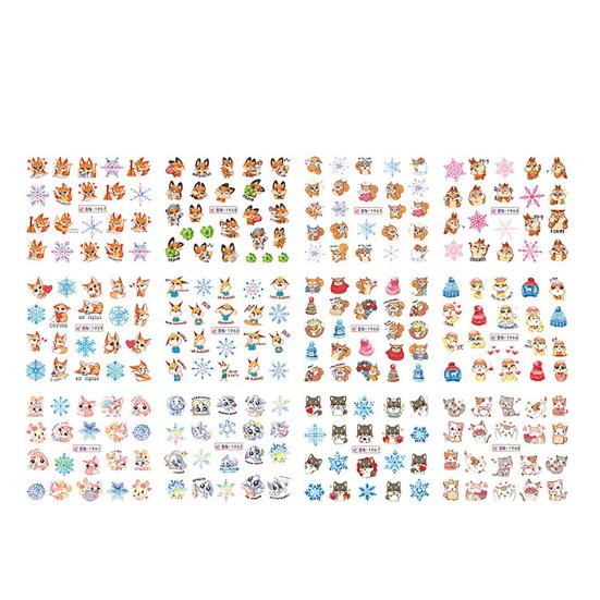 Autocolant pentru unghii Model rafinat Culoare vibrantă Efect de lungă durată Detașabil ușor de aplicat PVC decorativ Elan de Crăciun