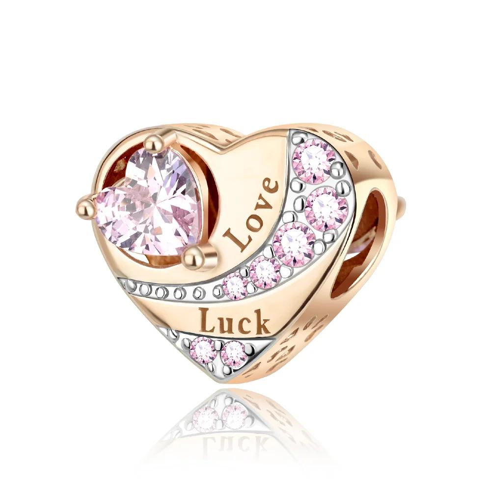 Original Copper Romantic Wedding Charms Bouquet Ring Rose Heart Beads Pendants Fit Bracelets Diy Fine Jewelry Gifts