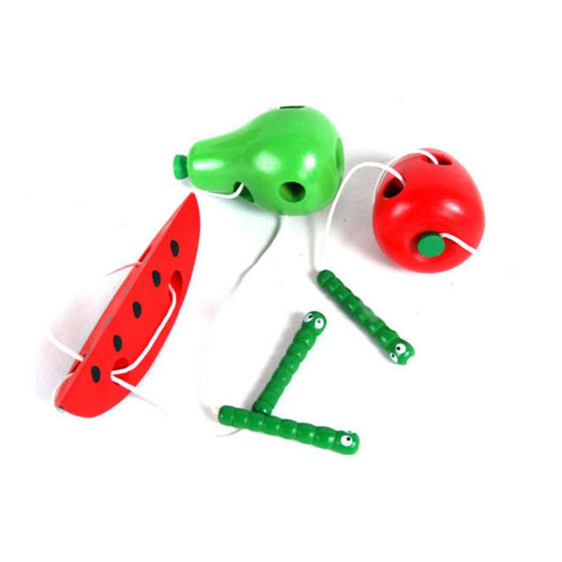 Jouets Éducatifs Montessori pour Enfants Jouet en Bois Amusant Ver Mange Fruit Pomme poire Aide à l'Apprentissage Précoce Jouet Bébé Pour Enfants Cadeau