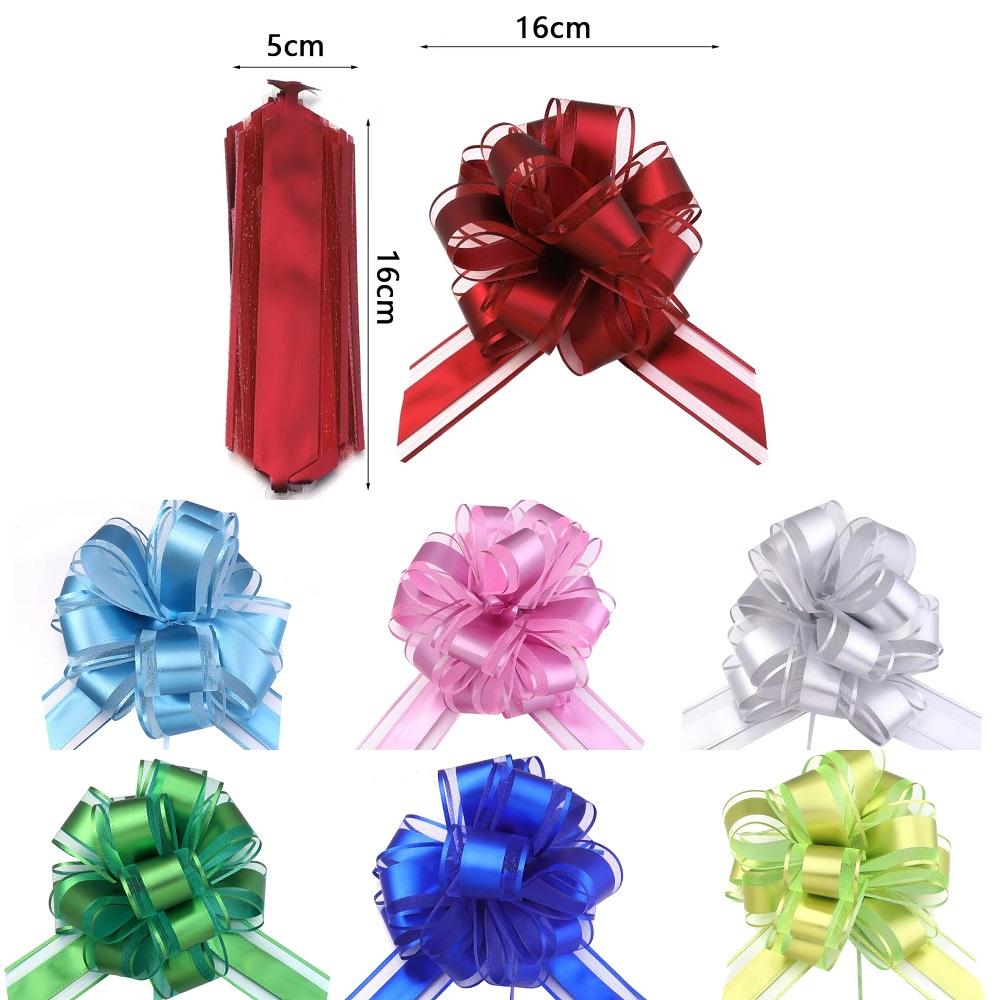 2/10Pcs Big Wedding Pull Bow Ribbons Flower Car Chairs Decoration Christmas Gift Wrap Packing Birthday Party Supplies Home Craft 5