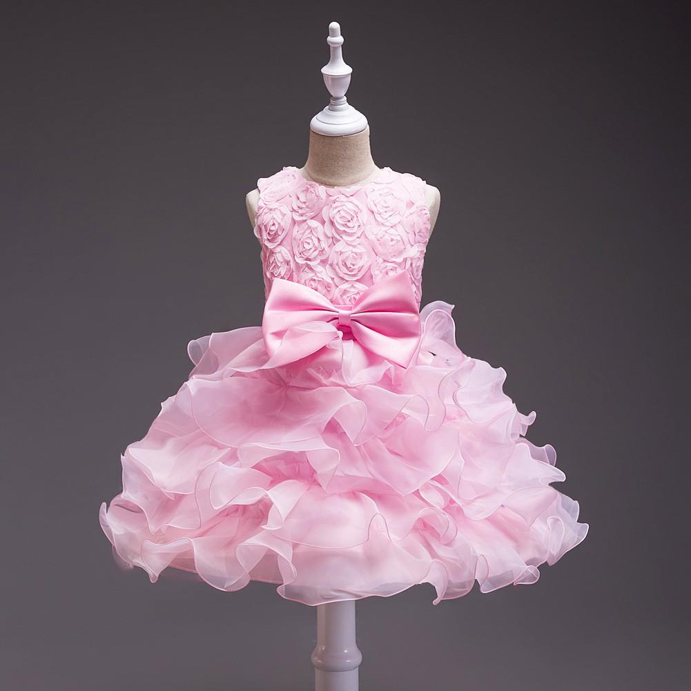 Popular European and American Flower Girl Tulle Cake Dress - Girls' Princess and First Birthday Dress