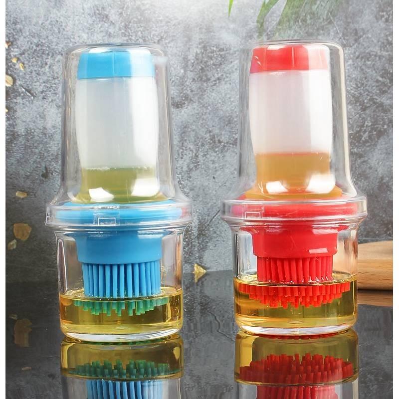 Press Grill Portable Oil Bottle Brush Storage Cover Kitchen Barbecue Gadget