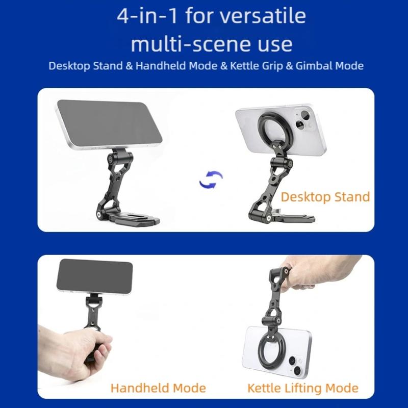 Portable Metal Phone Holder Stand Foldable Design Adjustable Viewing Angle For Smartphones Video Calls Home & Office Use