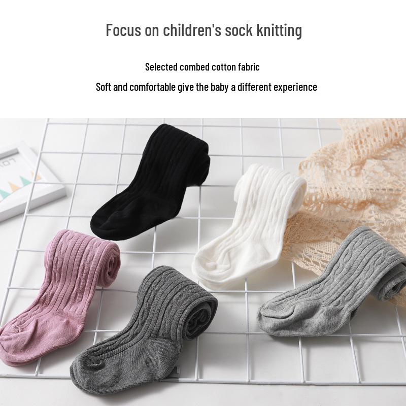 Frühlings- & Herbst-Dünne Baby-Mädchen Zopfmuster-Strumpfhose - Einteilig, Weiß