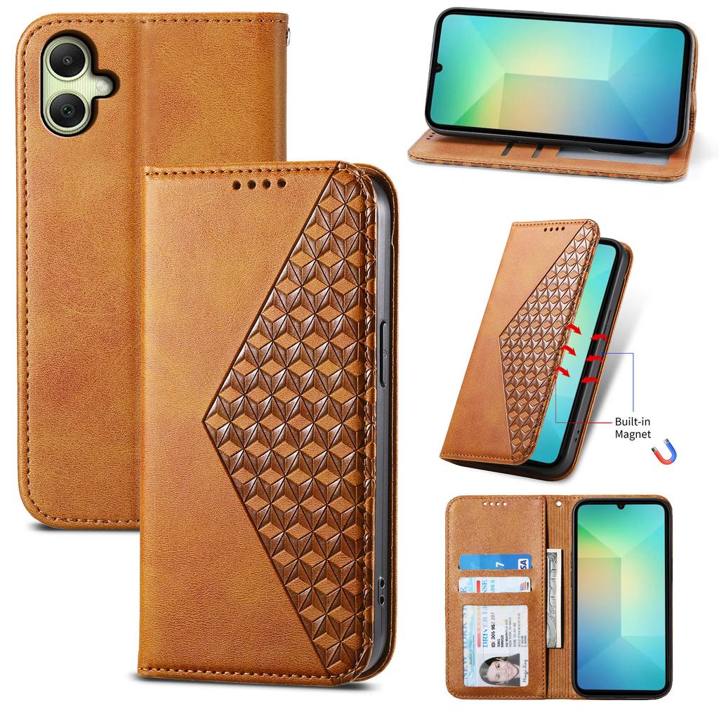 For Samsung Galaxy A07 5G/A07 4G Case Calf Texture PU Leather Wallet Phone Cover with Wrist Strap