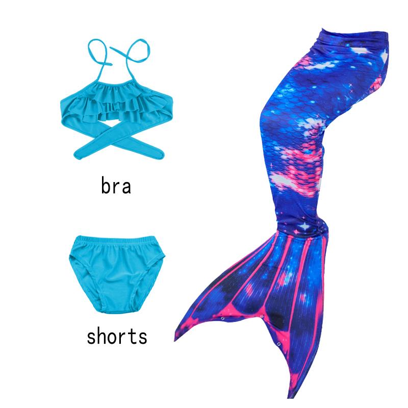 Maillot de bain Sirène pour Filles Queue de Sirène pour Enfants pour la Natation Costume de Sirène pour Filles Tissu Doux Confortable Élastique Facile à Mettre Enlever 130(120-130cm) blue