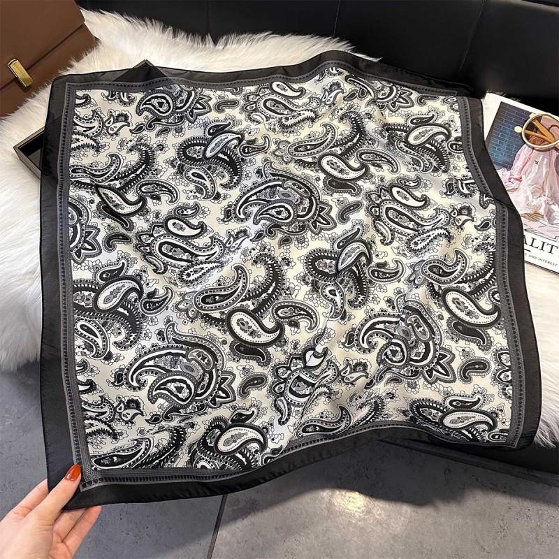 70x70cm Lightweight Silk-Look Square Scarf Women French Chic Hair Band Office Accessory Viscose 96%