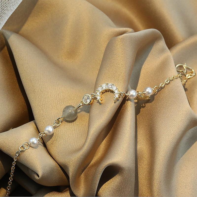 Kristall-Stern-Mond-Charm-Armband für Damen, Armband und Armreif, Geburtstagsfeier-Schmuck, Sl365