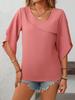 2025 Sommer Neue Damen Casual Schräg V-Ausschnitt Chiffon Puffärmel Elegante Bluse