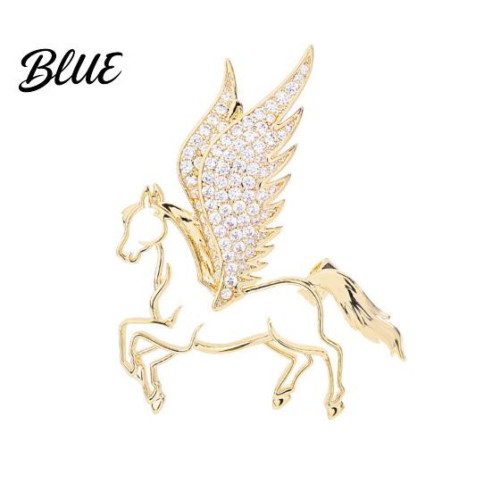 Mythology Inspired Brooch Horse Rhinestones-Encrusted Flying Pin Three-Dimensional Luxury Design
