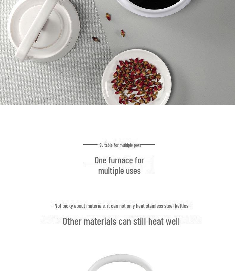 Estufa Eléctrica de Cerámica Compacta de 110V para Hervir Té y Agua, Mini Cocina de Inducción con Tetera de Hierro Fundido