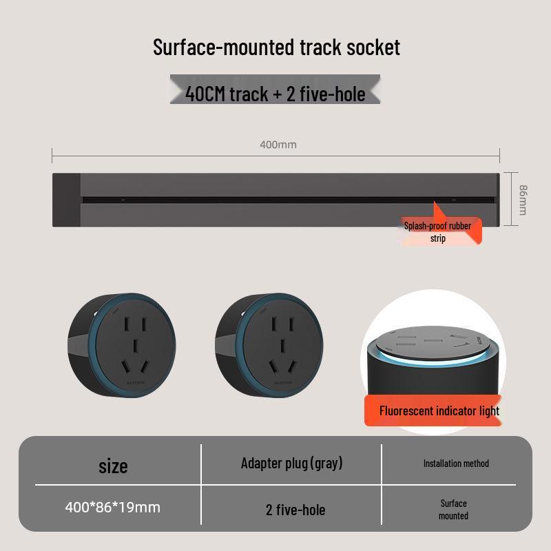 Movable Surface-Mounted Wireless Track Socket for Kitchen Island