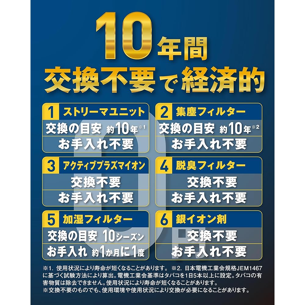Daikin [2026 Model] Humidifying Air Purifier MCK556A-W (25-tatami mat) [Pollen Protection] 10-Year Filter Replacement Free, Streamer Slim, Quiet, Easy