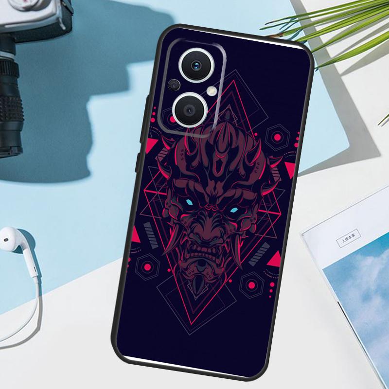 Oni Hannya Demon Mask Case For OPPO Reno 13 13F 12 11 F 8T 7 8 10 Pro OPPO Find X8 X6 Pro X3 X5 Lite Cover Funda