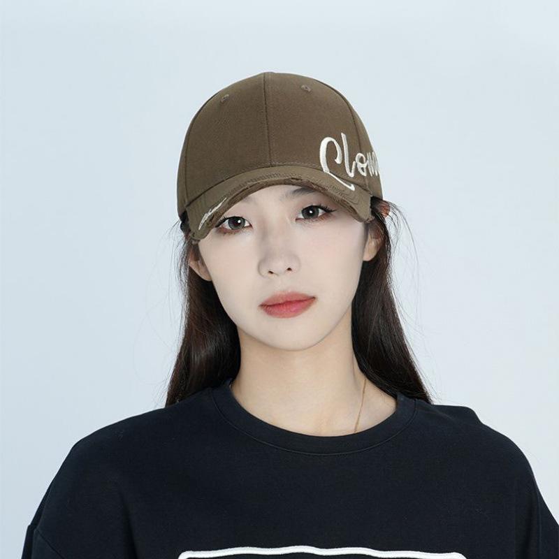 Hard Top Cap Women'S Spring And Summer Letters Big Head Circumference Hat Baseball Cap Sun Hat Men'S Trendy Embroidery