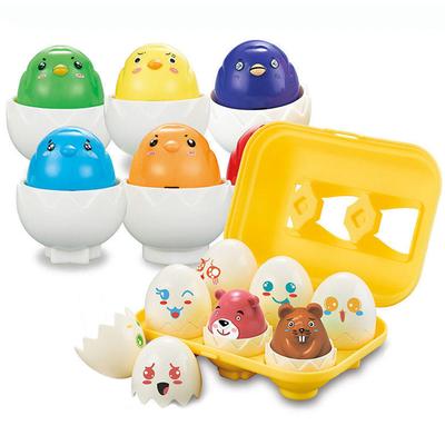 Easter Egg Montessori Sorting Toys Learning Color Shape Matching Hide Squeak Eggs Educational Toy Basket Stuffers for Toddlers