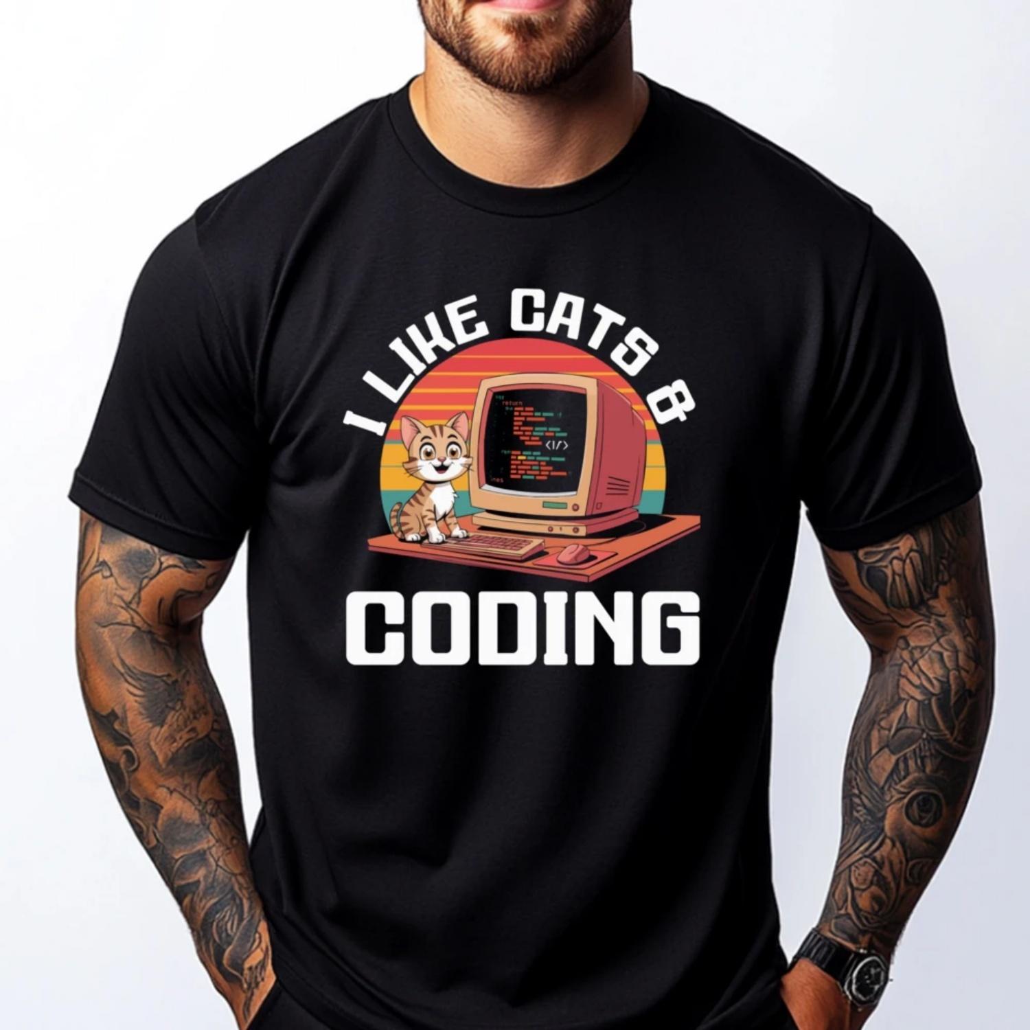 

Programmer Cat Kitty Meow Animal Pet Computer Programming Red And Black Graphic T Shirt New In Tops And T-Shirts Character S чёрный