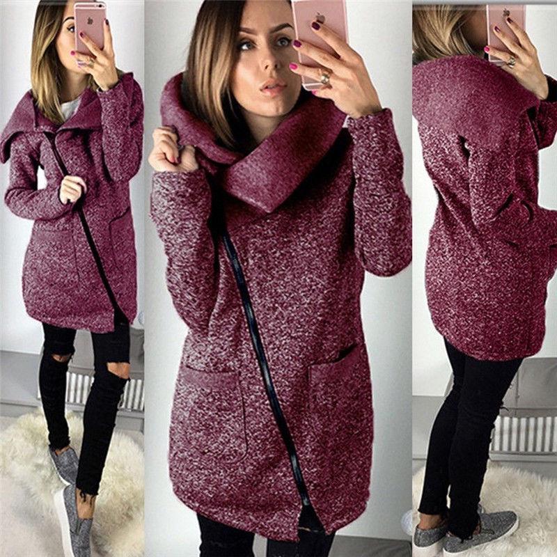 Buy DEKO Women Fashion Personality Zipper Hooded Cardigan Sweater