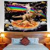VIKAMA Regenbogen Weltraumkatze reitet auf Dinosaurier Lustiger Wandteppich Spaß Pizzaturm Atmosphäre Dekoration Raumdekoration Heimdekoration