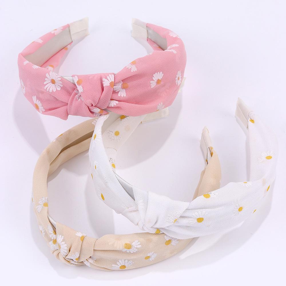 3Pcs Trendy Flower Headband Sweet Floral Print Hair Band Knot Hairband Girls Kids Women Wide Head Hoop Daily Diadem Accessories