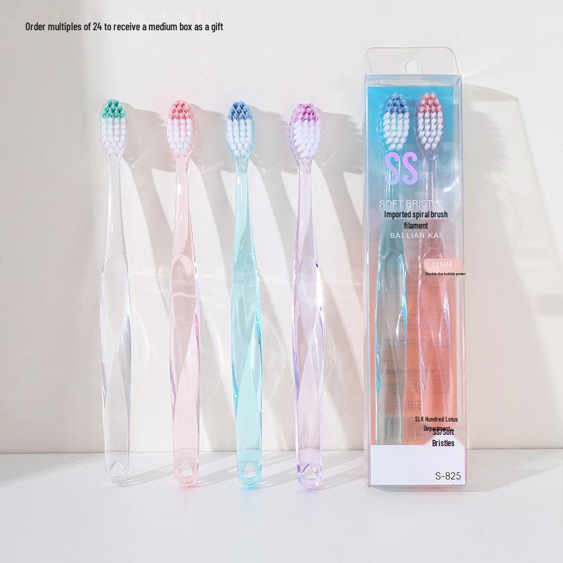 Crystal Pattern Gentle Care Toothbrush Family Pack - Spiral Bristles for Men & Women, 2-Pack