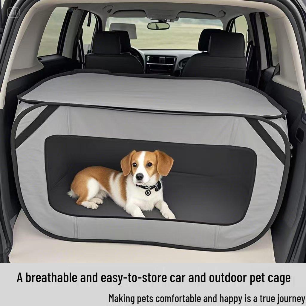 Foldable Scratch-Resistant Oxford Cloth Portable Dog Kennel for Car and Outdoor Use