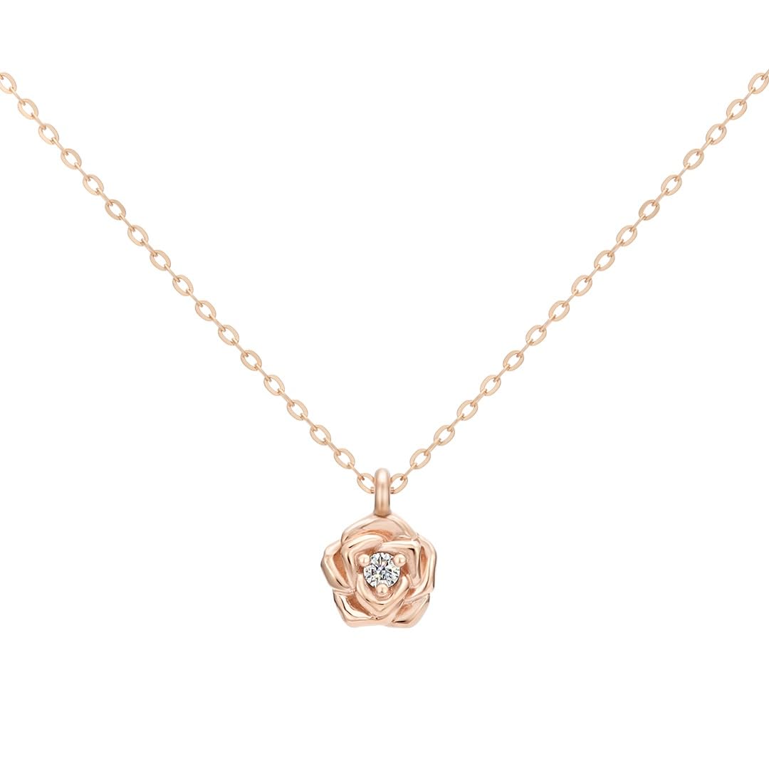 

Disney Beauty Beast Belle Necklace Blooming Tales K18 Pink Gold Womens Accessory Jewelry