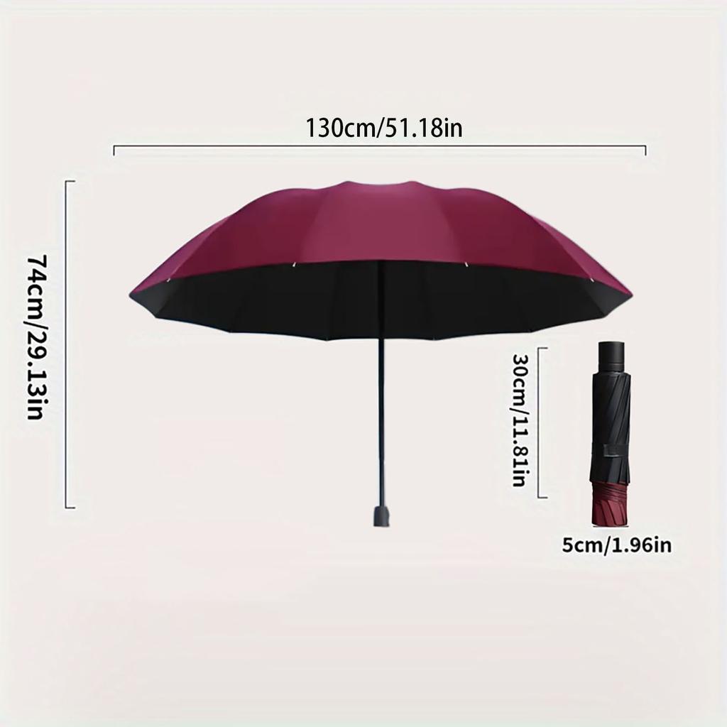 Parapluie Extra Large Imperméable 130CM Parapluie Résistant 190T Anti-Choc Parapluie Solide Anti-Vent UV Isolation Parasol Portable