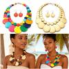 Exaggeration Wooden Beaded Necklace Bohemian Style Beaded Jewelry New Pendant Necklace  For Women