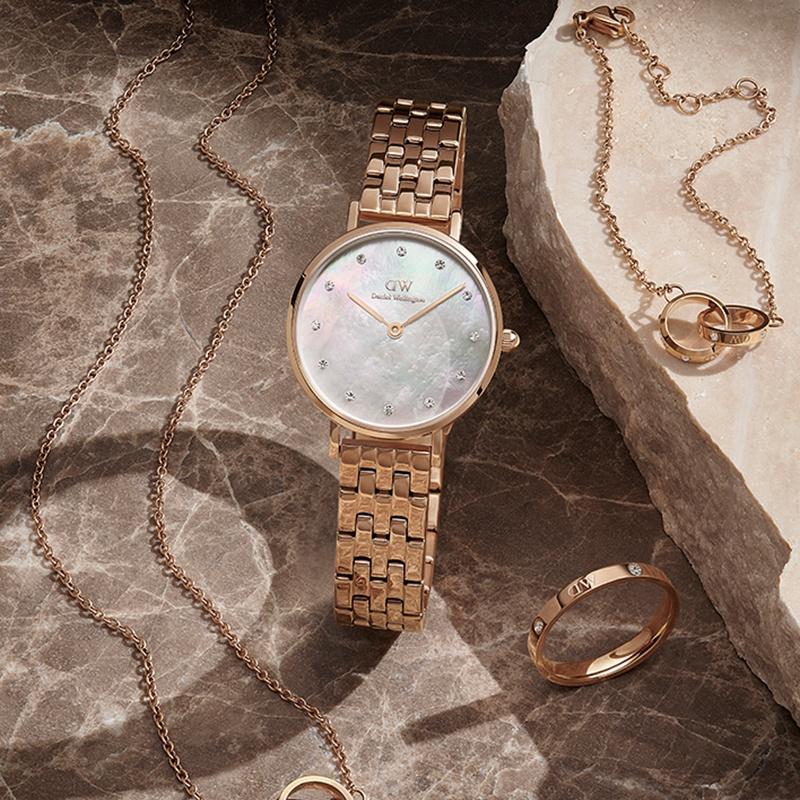 Daniel Wellington European and American watches PETITE series watch quartz movement stainless steel strap 28mm mother-of-pearl dial women's DW00100617