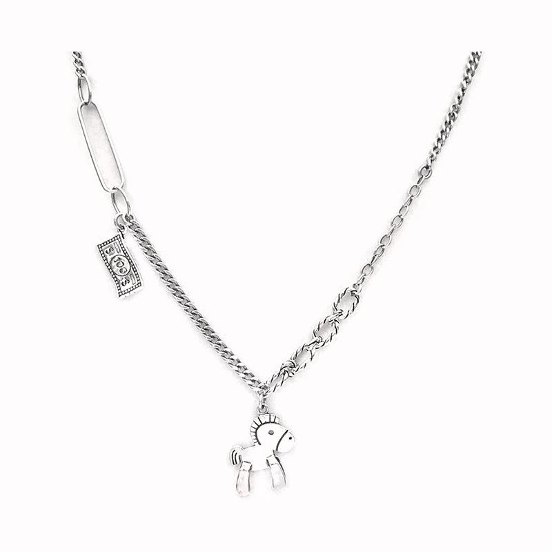 New Creative Retro Money Jewelry Personality Animal Pony Clavicle Chain Horse Pendant Necklaces Birthday Gift for Horse Lover