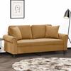 2 Seater Sofa with Decorative Cushions Brown 140 cm Velvet