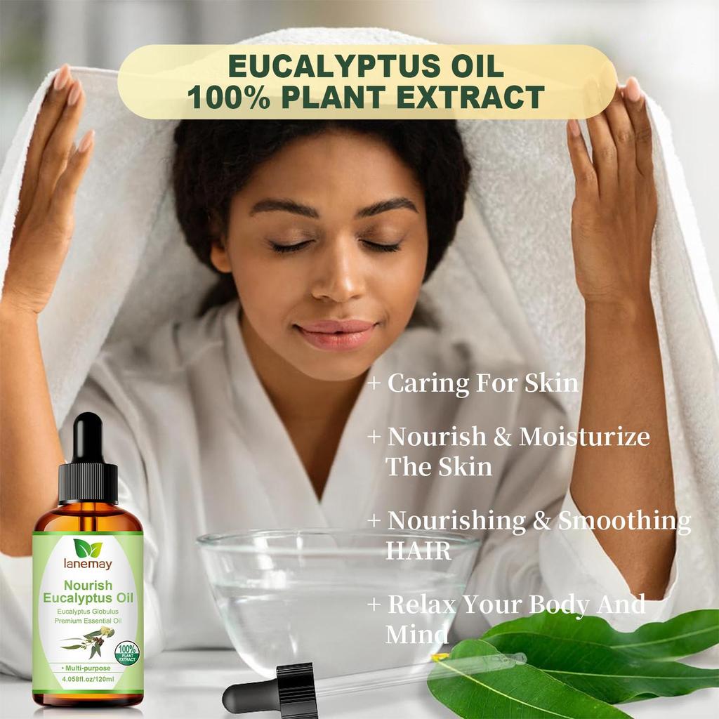 Nourish Eucalyptus Oil-Deep Soothes Skin & Nourishes Hair-Instils Romantic Vibe-Suitable for All Skin Types, 120ml