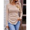 Women's Autumn and Winter Models Long-sleeved Irregular Slim V-neck Solid Colour Knitted T-shirt