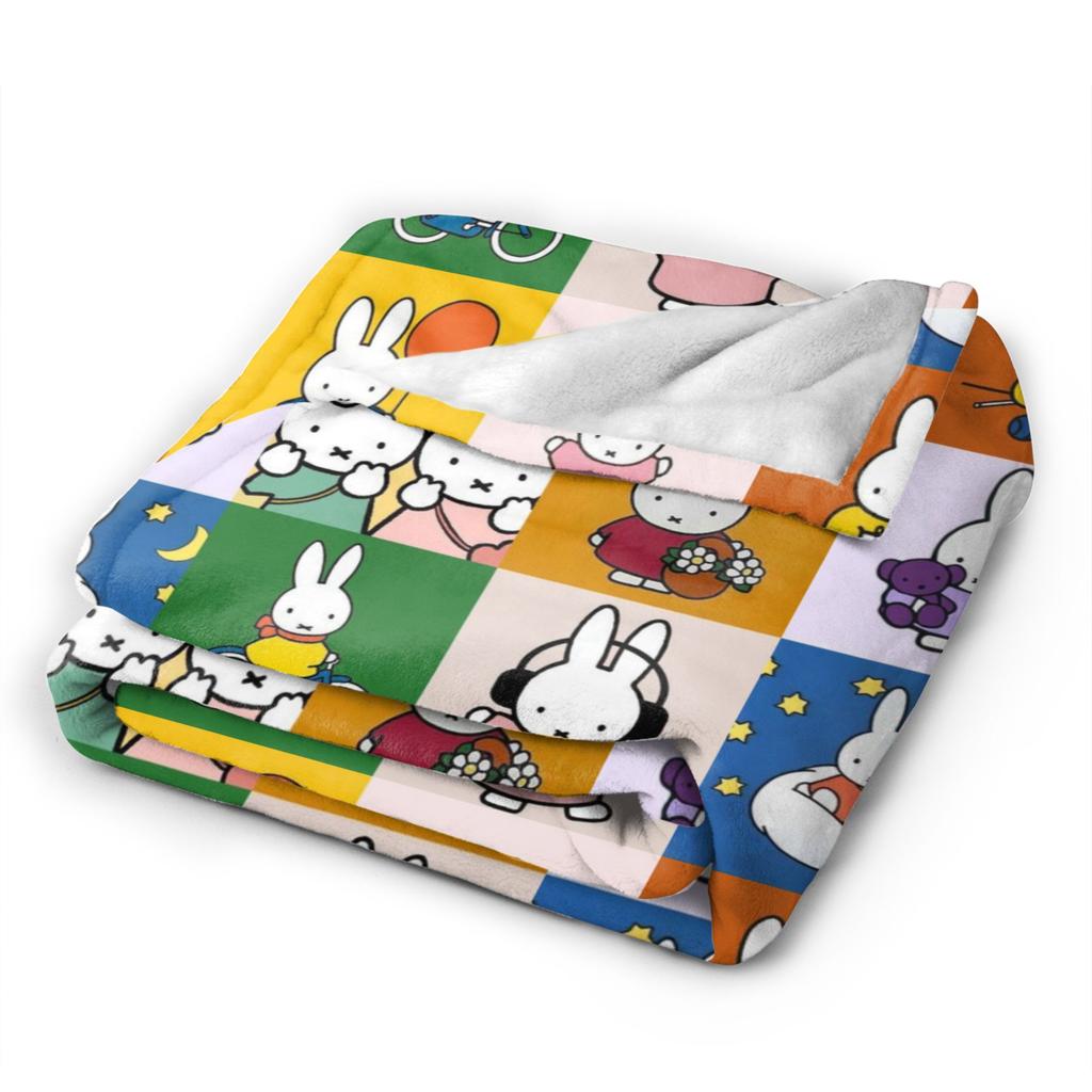 M-Miffys Cute Rabbit Print Blanket For Men Women Ultra Soft  Throw Blankets for Living Room 50x60 Inches Multi-size