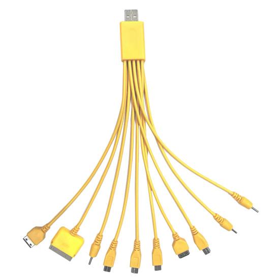 10-in-1 Multi-Device Charging Cable 23cm PVC Tangle-Free Cord Universal High Toughness Data Cable for Most Phone
