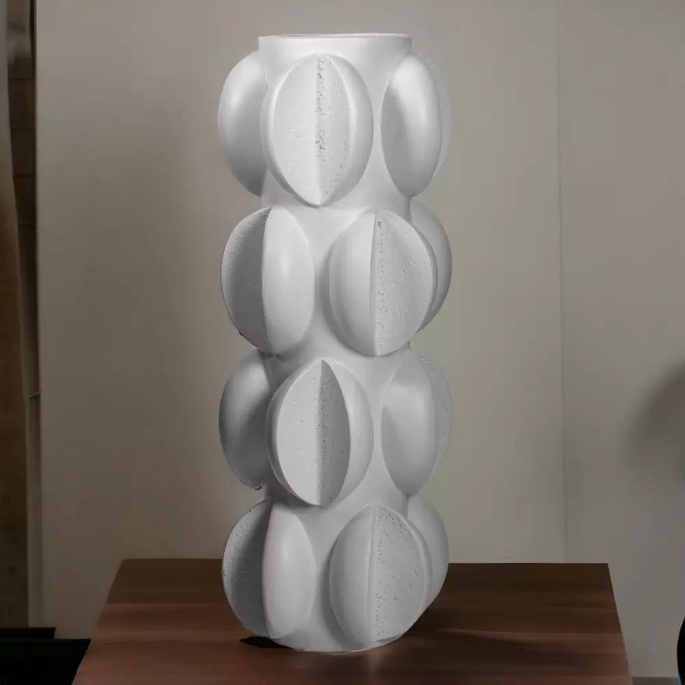 Tall Decorative Vase, White Matte - 37cm