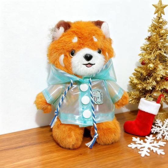 Red Panda Plush Keychain Small Cartoon Red Panda Wearing Raincoat Bag Charm Stuffed Animal Hanging Accessories for Handbag Purse